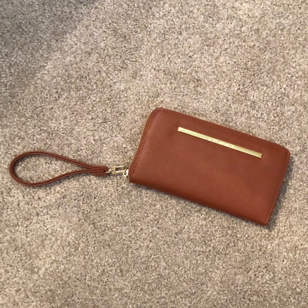 Steve Madden cognac wristlet/wallet